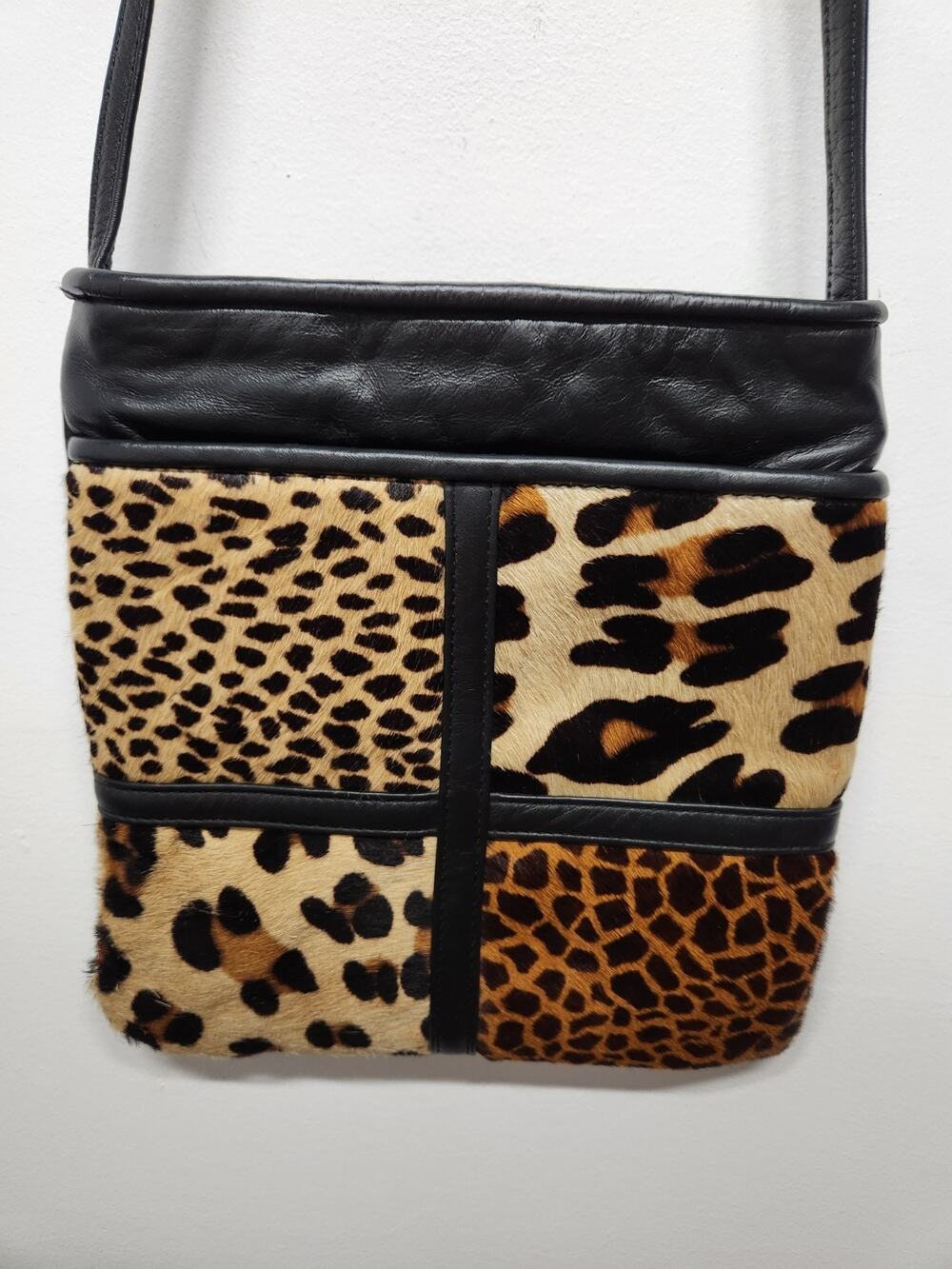 Samir Handbags Genuine Leather Animal Print Calf Hair Patchwork Crossbody Bag